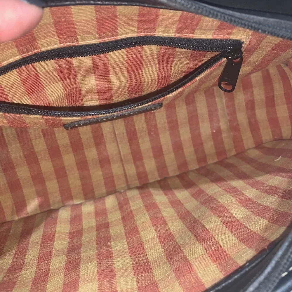 Brighton Leather Rect Shoulder Bag Purse Black and Brown Woven Straps - Picture 10 of 13